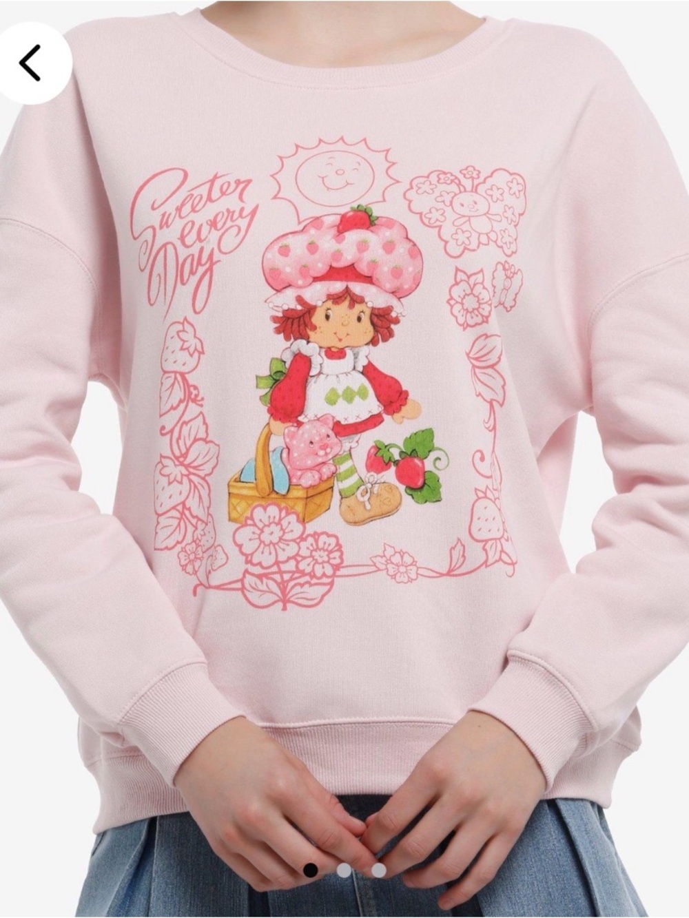 Hot Topic Pink Strawberry Shortcake Graphic Sweeter Everyday Sweatshirt